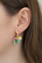 Gold Color Heart-Shaped Photo Insertable Charm Dangle Earrings (Pair)