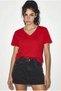 Women's Red 100% Organic Cotton Deep V-Neck Comfort Fit T-Shirt 60602066 - 4