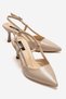 Women's Beige Thin Strap Pointed Toe Elegant Stylish Shoes 6 cm Heeled
