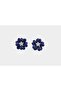 Navy Blue Snowbloom Floral Stud Earrings