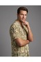 Men's Mustard Tropical Patterned Cuban Collar Short Sleeve Oversize Shirt – Th407 - 3