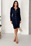 Women's Navy Blue Jean Dress – Buttoned Fit Denim Dress - 2