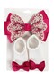 - Aaliyah Socks & Cute Ribbon Big Bow Headband Set - Hot Pink
