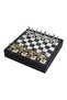 Luxury Metal Chess Set with Storage Box Chrome Plated Pegasus Horses Figurines – Marble Patterned Floor 20 cm - 2