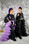 Black Glitter Sequined Flounce Sleeve Layered Skirt Girls' Set - 7