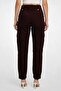 Women Regular Fit Corduroy Cargo Pants, Dark Brown - 3