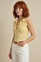 Women's Yellow Collared Buttoned Elasthane Camisole Sleeveless Blouse - 5