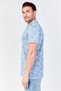 Men Regular Fit Short Sleeve Floral Print Polo Shirt, Steel Blue - 4