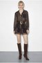 Women's Bitter Brown Lace Detailed Patterned Belted Flounced Tulle Dress 4613 60286057