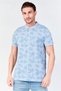 Men Regular Fit Short Sleeve Floral Print Polo Shirt, Steel Blue