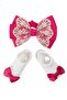- Aaliyah Socks & Cute Ribbon Big Bow Headband Set - Hot Pink - 2