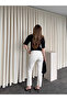 Beige Cut-Leg Jean with Detailed Trim - 520 - 5