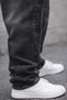 Men's Washed Black Baggy Jean Wide Fit Smoked Denim Trousers - 3