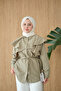 Women's Cape-Look Shirt in Mold Green - 2