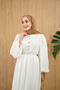 Women's Asymmetrical Ruffled Waist Tie Pleated Dress White - 3