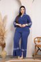 Plus Size Polka Dot Tulle Detailed Hooded Set with Spanish Flare Slits, Comfortable Fit Two-Piece Set - 7