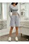 Women's Gray Oversize Fit Shorts Bermuda Comfortable Fit Anti-Sweat