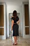Black Ultra Soft Premium Fabric Fitted Flexible Crop Top Blouse - 4