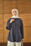 Women's Belted Waist Tie Shirt Navy Blue - 4