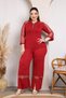 Plus Size Polka Dot Tulle Detailed Hooded Top and Bottom Set with Spanish Flare Slits, Comfortable Fit, Two-Piece Set - 6