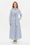 Piping Detail Striped Dress 13270 Navy Blue