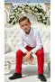 23 April 19 May Red School Pants/ Show Pants/ Men's Gabardine School Pants Slim-Fit - 4