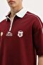 Zippered Collar Printed Oversize T-Shirt Burgundy - 4