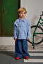 Pat Detailed Striped Shirt Blue