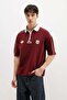Zippered Collar Printed Oversize T-Shirt Burgundy - 3