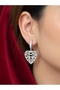 Stone Heart Model Dangle Earrings Silver Color Zircon Stone Hoop Steel Earrings - Tarnish Resistant - 3