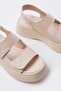 Women's Daily Comfortable High-Sole Beige Leather Sandals - 4