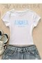 Women's Aloha Printed Basic Daily Use Crop T-Shirt - 2
