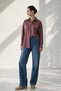 Burgundy Striped Long Sleeve Shirt with Embroidery Detail - 2