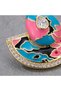 Vintage Women's Earrings Brass Women's Earrings Gold Zircon Detailed Pink Blue Enamel Plate - 4