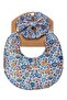 - Luna Ribbon Headband & Baby Bib Set - Floral Blue - 3