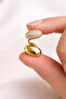 Stone Detailed S Shape Cartilage Earring with One Side Pin and One Side Snap, Gold Color Bijouterie Earring - 6