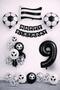 Black and White Football Themed 9Th Birthday Balloon Set