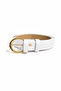 Women's White Modern Belt – Shiny Gold Buckle - 4