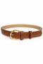 Women's Tan Modern Belt – Shiny Gold Buckle - 2