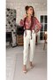 Women's Burgundy Patterned Chiffon Shirt with Scarf Detail Long Sleeve Bohemian Blouse - 4