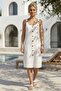 White Strappy Buttoned Pocketless Metal Ring Casual Muslin Woven Dress 102 55 - 3