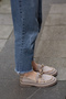 Ern-38050 Genuine Leather Laser Printed Snake Pattern Leather Piping Bowknot Eva Sole Loafer Shoes - 7