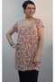Gray Red Yellow Floral Patterned All-Over Low-Sleeve Combed Viscose T-Shirt - 2