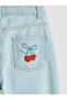 Wideleg Embroidered Girl's Jean Trousers - 3