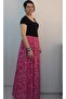 Pink Chain Patterned 6-Piece Summer Skirt in Combed Viscose with Elastic Waist - 4