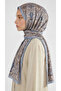 Lara Motif Patterned Cotton Shawl - Blue / Ecru - 5