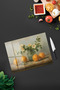 Orange and Flower Themed Tempered Glass Cutting Board 30X40 cm Size Uv Printing - Bckt061 - 2