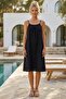 Black Strappy Casual Muslin Woven Dress with Hidden Pockets and Adjustable Straps 105 55 - 6