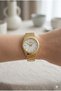 Gold Round Case Women's Wristwatch |   32mm Steel Case, Gold Steel Band, White Dial - 3