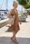 Cinnamon Color Strap Skirt Ruffled Shoulder Tie Casual Muslin Woven Dress 95 50 - 3